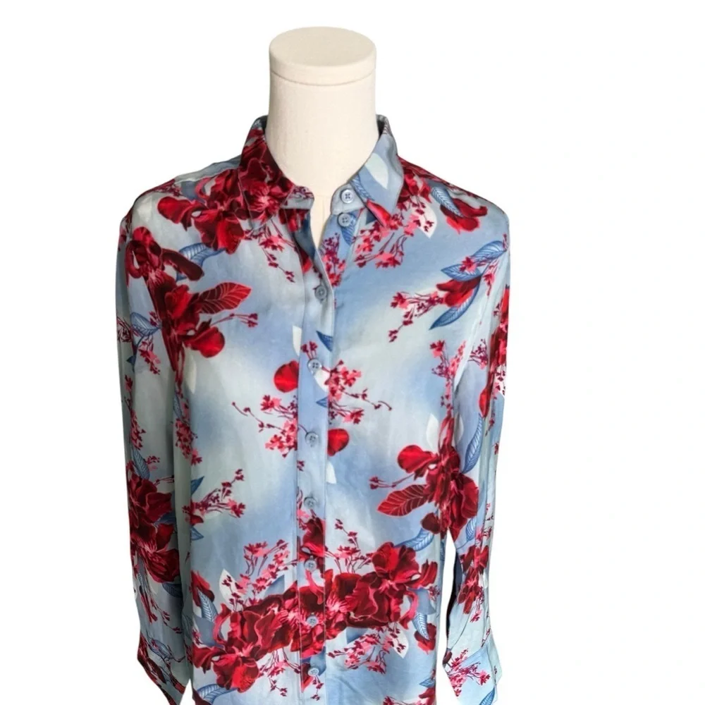 J. Crew - Drapey Relaxed Fit Button Down Floral Viscose Twill Blouse Sz Xs